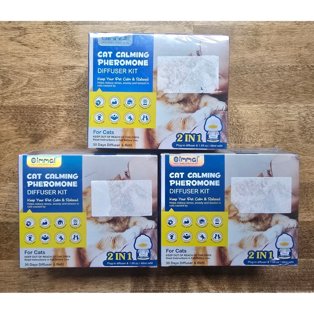 Lot of 3 Immal Cat Calming Pheromone Diffuser Kit 2-in-1 Plug-in & Refill 48ml